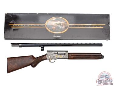 1984 Browning A5 Gold Classic 12 GA Shotgun Double Signed Rene Dewil/Claudia Perfido & Original Box