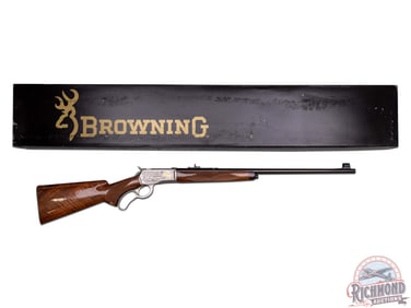 Excellent Browning 65 High Grade Engraved Signed T. Naka .218 BEE Lever Action Rifle in Factory Box