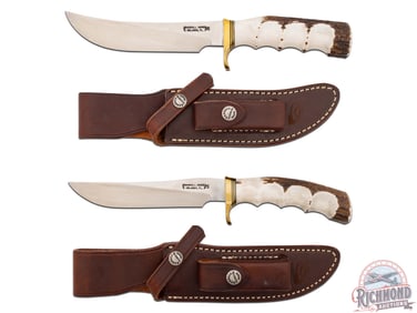 Pair Randall Knife Collector's Club Model 4 Big Game Skinner 6" Knives w/ Sheaths