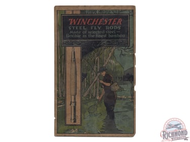 Amazing Winchester Steel Fly Rods & Carving Set Double Sided Display Sign