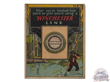 Rare Winchester Fishing Line & Carving Set Double Sided Display Sign