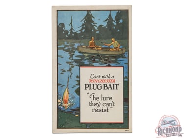Fantastic Winchester Plug Bait Fishing Lure & Carving Set Double Sided Display Sign