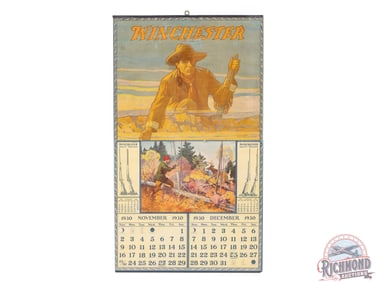 1930 Winchester Paper Calendar w/ Hunt Scene
