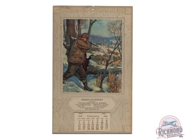 1930 Thomas Davenport Lithograph Calendar "End of the Chase" by Philip R. Goodwin