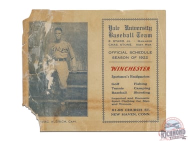 Winchester 1922 Yale Baseball Schedule