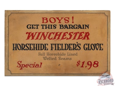 Winchester Baseball Fielder's Glove & Carving Set Double Sided Advertising Sign