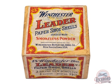 Winchester Leader Paper Shot Shells Smokeless Powder 20 GA Box Two Piece