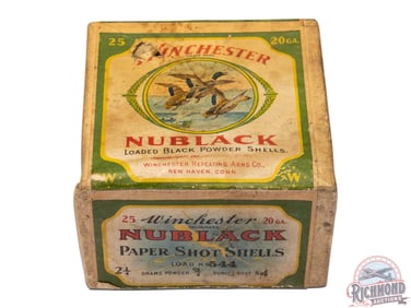 Winchester Nublack Black Powder Paper Shot Shells 20 GA Box with Mallard Ducks Two Piece