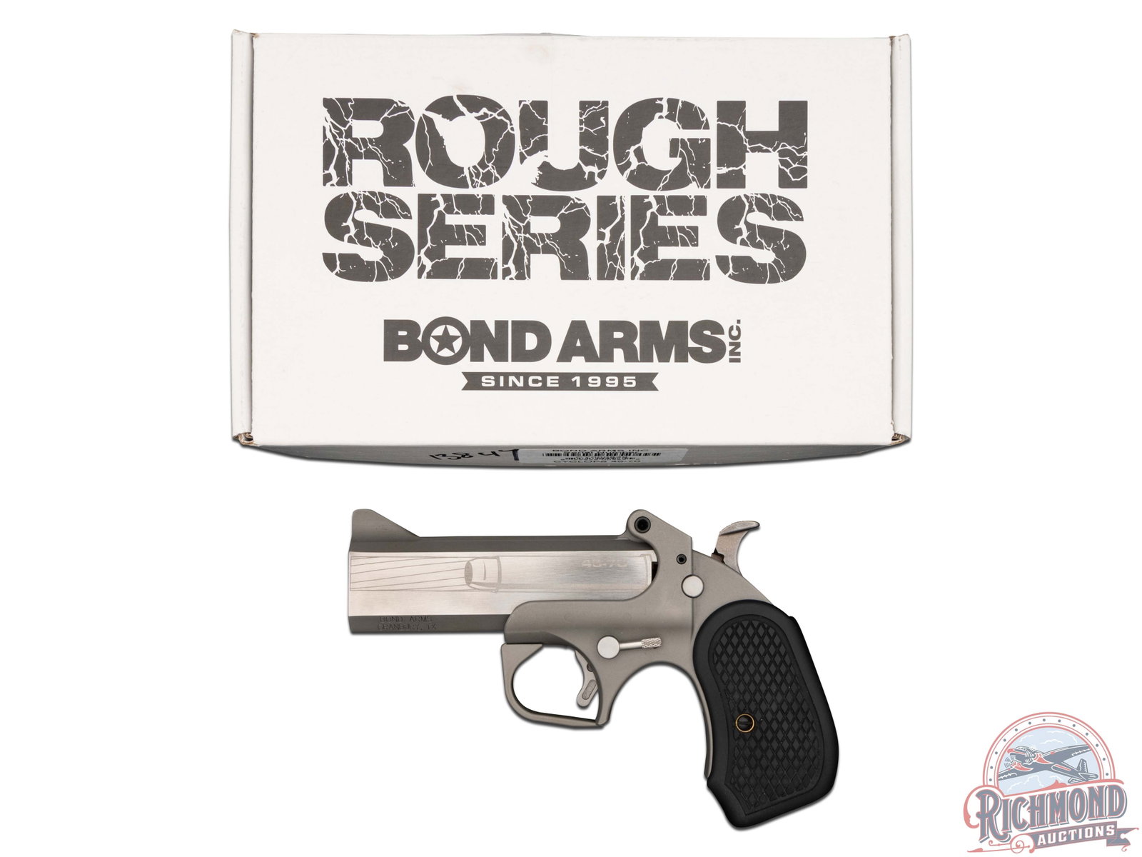 New Bond Arms Cyclops .45-70 GOVT Single Shot Derringer Pistol in Original Box: Manufactured by Bond Arms in Texas, USA. This powerful unique Derringer style pistol features a 4-1/2" barrel chambered for .45-70 GOVT. Single action, single shot break action barrel. Rough series st