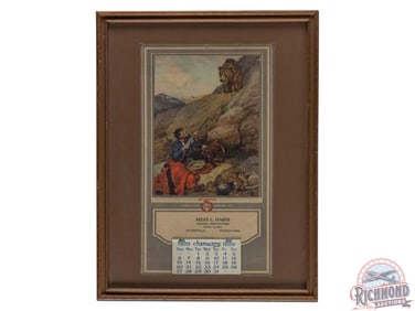 1929 Atlantic Gasoline Advertising Calendar w/ Bear & Hunter Philip R. Goodwin