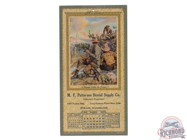 1929 Timber Line Drama Patterson Dental Supply Calendar w/ Western Bear Hunt Scene Philip R. Goodwin