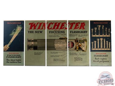 Complete 1923 Winchester "Large Focusing Flashlight" & "Multiple Tools" 5 Panel Display Sign