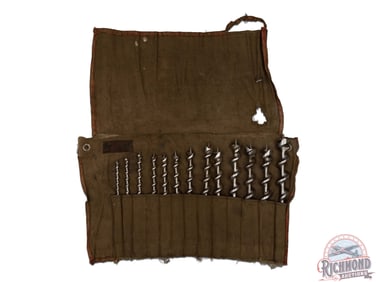Rare 13 Piece Winchester Brace Bit Set in Original Canvas Case