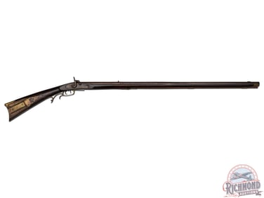 Antique Incised Carved Percussion Kentucky Rifle Attr. to Dunmeyer Family Somerset, PA Dated 1884.