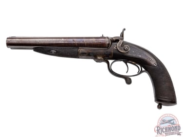 Antique Alex Henry Howdah Double Barrel Pistol Rebored by Alex Henry & Co. in 1907 to .577 Snider