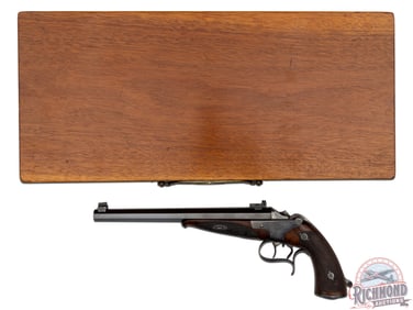 Unique J. NOWOTNY PRAGUE Engraved Grip Lever Single Shot Pistol in .22 Long Snapper w/ Dies