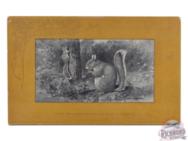 Dupont Smokeless Gun Powder Lithograph Advertising Poster "Gray Squirrel"