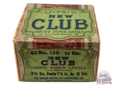 UMC New Club Loaded Paper Shot Shells 12 GA Box with Hazard Powder Co Label Two Piece
