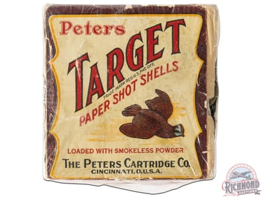 Factory Full Two Piece Box of Peters Target Paper Shotshells in 16 Gauge
