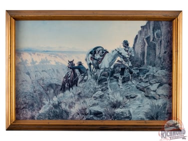 CM Russell Oil Painting w/ Western Theme "When Shadows Hint Death"