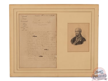 Letter & Lithograph of Gebhard Leberecht Von Blucher Prussian Gen. at Waterloo Lattimer Collection