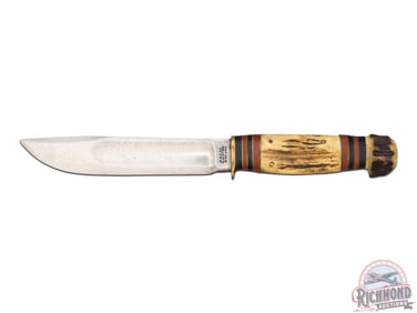 Rare Early Marble's Axe Co M.S.A. Co. Stamped Ideal Hunting Knife with #42 Stag Handle