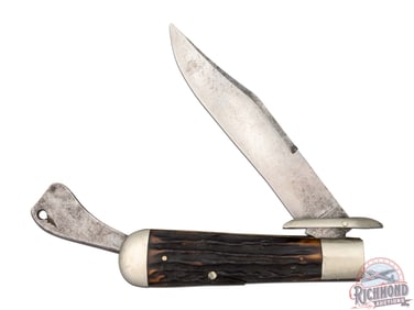 Vintage Marble's Axe Co Safety Folder Knife with Bone Handle
