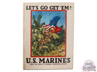WWII Let's Go Get 'Em! U.S. Marines Recruiting Poster U.S.M.C. Dated 1942