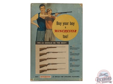 Buy Your Boy a Winchester Too! 22 Rifle Advertising Display Sign