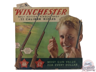 Winchester .22 Caliber Rifle Model 68 67 "Most Gun Value for Every Dollar" Standup Display Sign