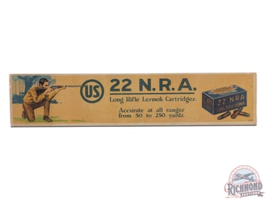 22 NRA Long Rifle Lesmok Cartridges "Accurate at All Ranges" Advertising Sign