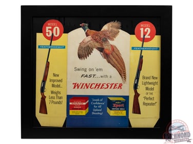 Swing on 'em Fast with a Winchester Model 50 & Model 12 Featherweight Countertop Display Sign