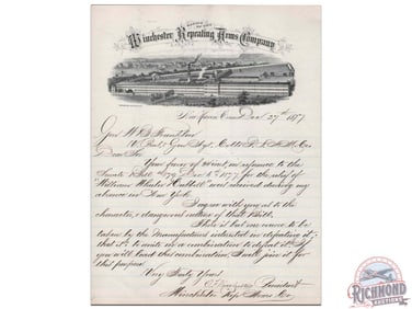 1877 Historical Document Oliver Winchester Signed Letter to General Franklin Colt VP