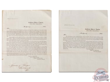 Rare Confederate Documents Stating the Establishment of the Post Office in Georgia Dated 1861