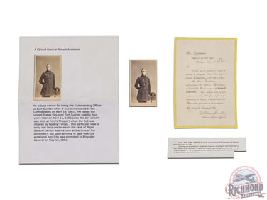 CDV of Mjr. Robert Anderson & Invitation to Re-Raising of the Flag on Ft Sumter Lattimer Collection