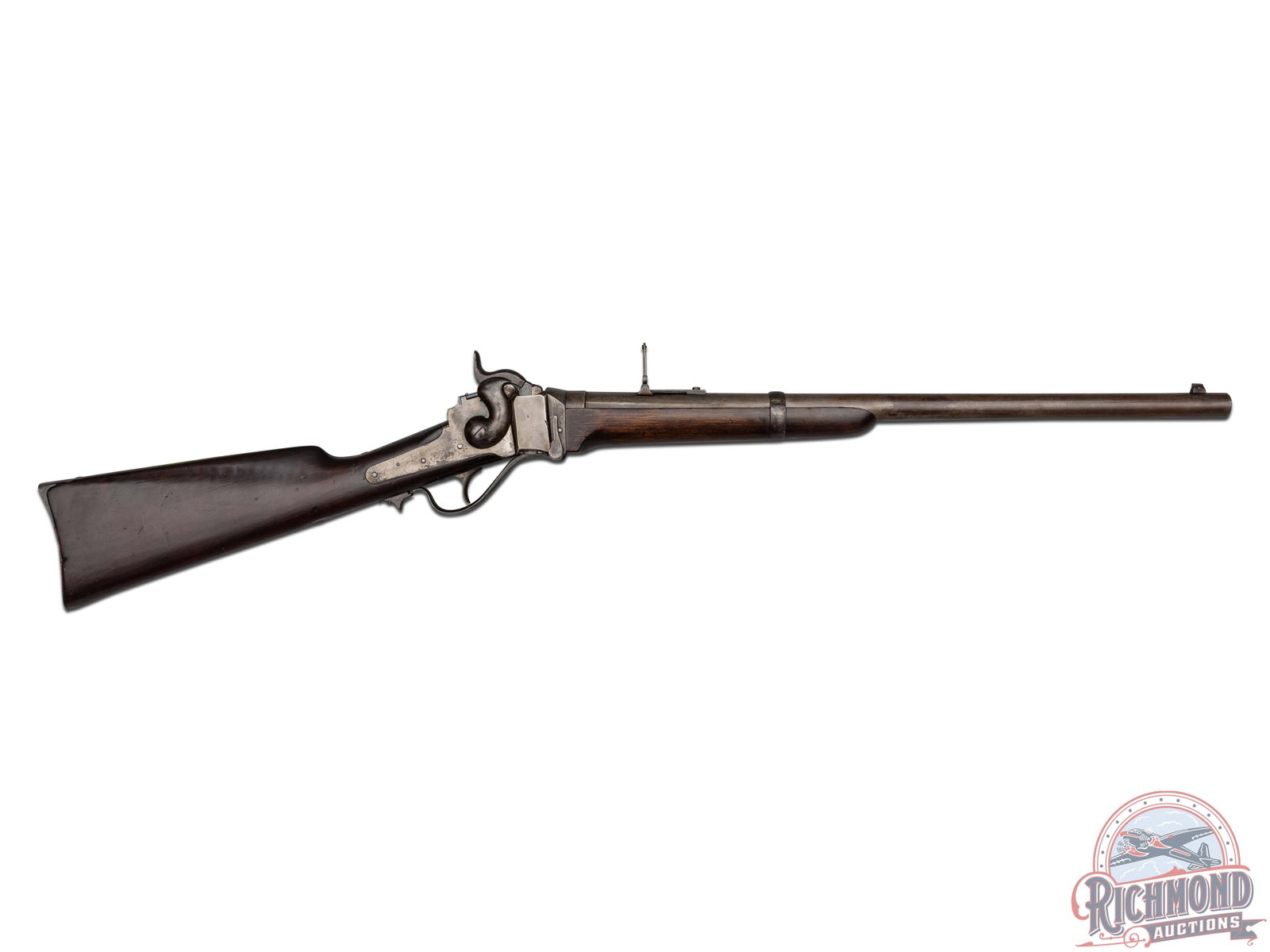 Sharps New Model 1863 Cartridge Conversion Carbine: New Model 1863 carbine made circa 1863-1865. Used extensively in the final stage of the Civil War, being a favorite among Cavalry troops. This gun was arsenal reworked, with a 3 groove relined bore, t