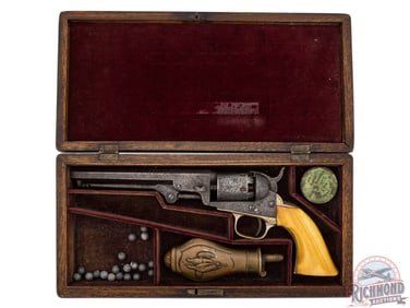Civil War Era Cased Colt 1849 Pocket 31 Cal Revolver Gustave Young Engraved