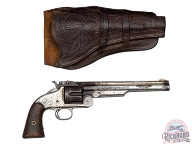 Rare 1st Model US Marked Smith & Wesson American Nickel Finish Revolver .44/100 S&W & Period Holster