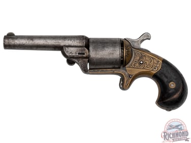 Nice Rare Antique National Arms Co Front Loading 32 Teat-Fire Revolver With Hooked Extractor