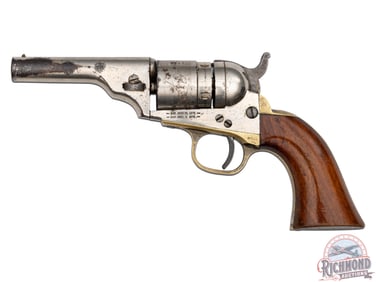 Antique Colt Navy Pocket 1862 Factory Converted .38 Rimfire Revolver Rare Nickel