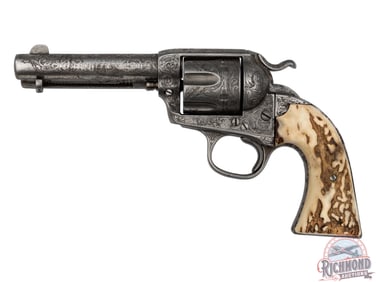 Book Featured Engraved Colt Bisley SAA .44-40 WIN Revolver Stag Grips & Colt Archive
