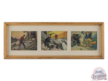Philip R. Goodwin 3 Framed Lithographs Hunting Scenes w/ Canoes & Bears