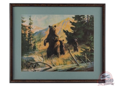 Philip R. Goodwin Framed Lithograph "Who's Coming?" w/ Bears