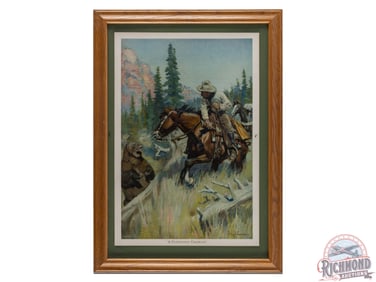 Philip R. Goodwin Framed Canvas Print "A Fighting Chance" w/ Bear