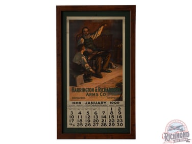 1909 Harrington & Richardson Arms Co. Revolvers Shotguns Framed Advertising Poster Worcester Mass