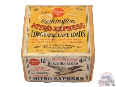 Full Box Remington UMC Nitro Club Paper Shot Shells 12 GA Heavy Duck Load Two Piece Box