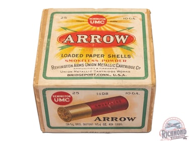 Full Box Remington UMC Arrow Paper Shot Shells 10 GA Two Piece Box