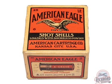 20 Rounds American Cartridge Co Eagle 12 GA Paper Shot Shells One Piece Box