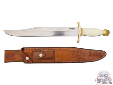 Nice Randall Made Model 12 Raymond Thorp Bowie Knife with Factory Leather Sheath