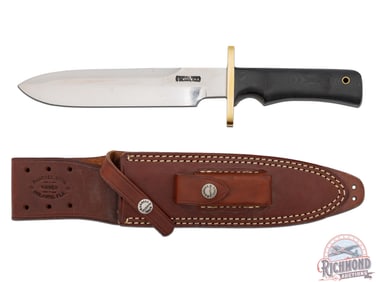 Rare Randall Made Attack Survival 7-1/2" Without Sawtooth & Leather Sheath